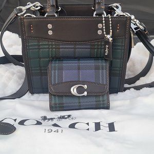 Coach Rogue 20 With Plaid blue with matching wallet